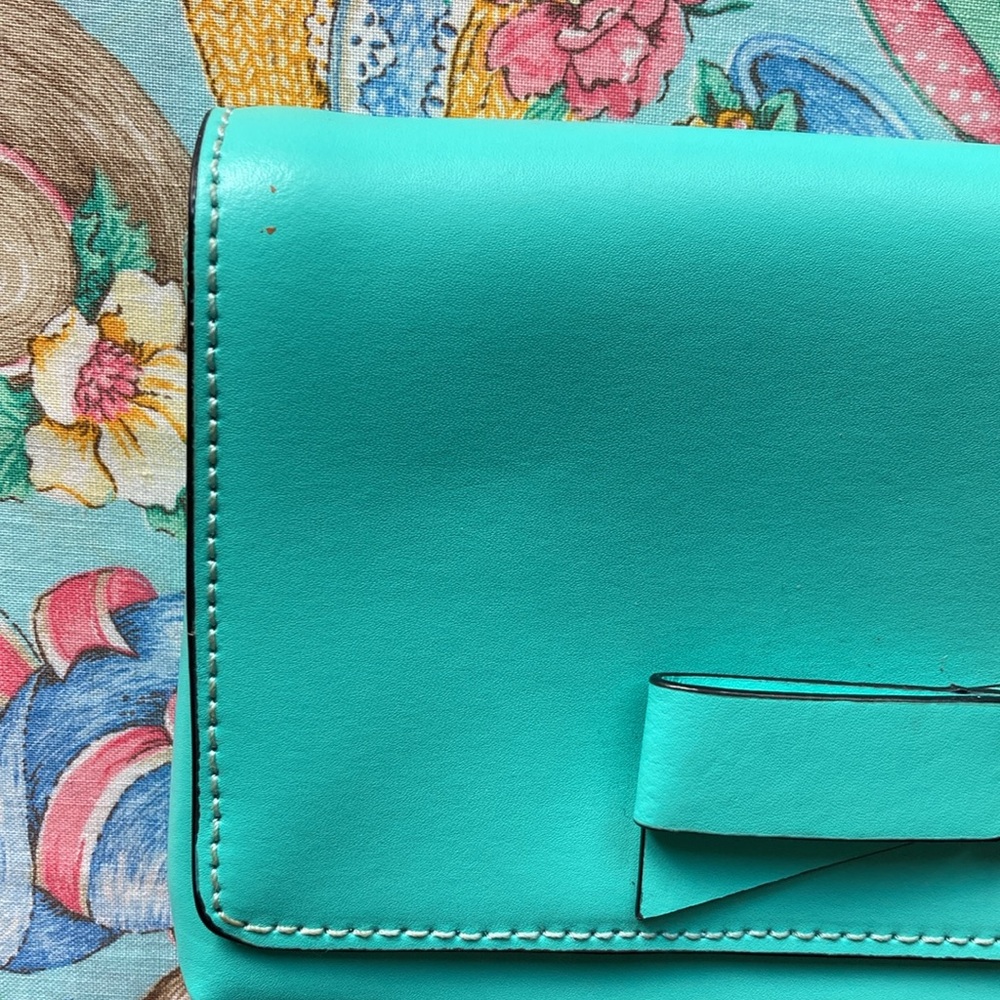 KATE SPADE New York turquoise clutch purse, size in pics, magnet close $79 - Picture 7 of 8